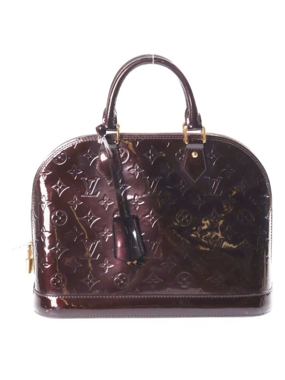 Louis Vuitton Monogram Vernis Alma GM Handbag Patent Leather Amarante Wine Red